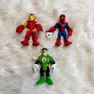 Playskool Heros Superhero Action Figure Set Spider Man Iron Man Greenlantern